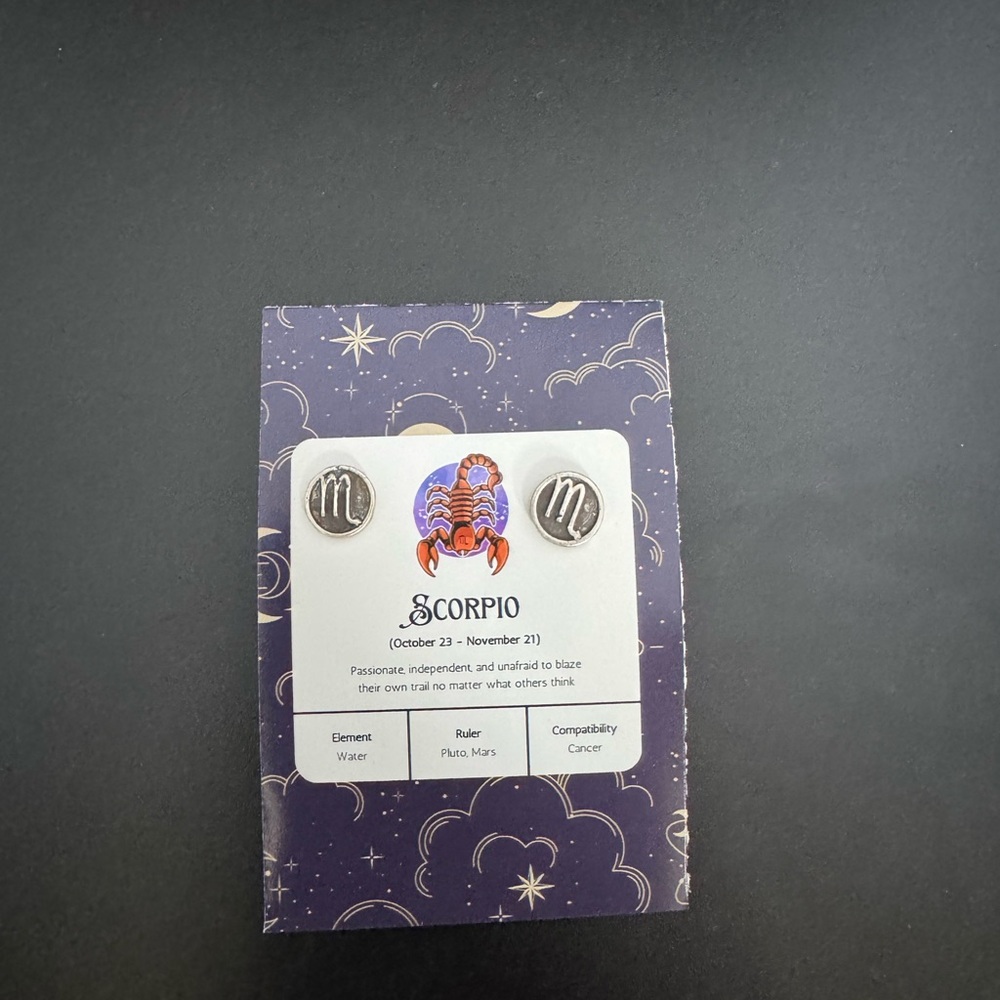 Scorpio Zodiac Earrings .925 Sterling Silver